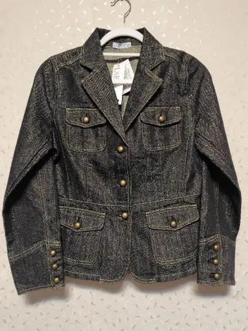 라베레자 데님 테일러드 자켓 블랙 금 라메 믹스 미사용