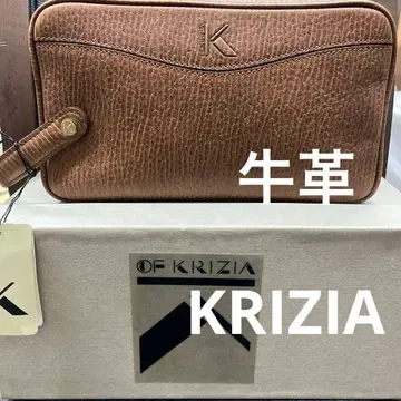KRIZIA 브라운 가죽 클러치백