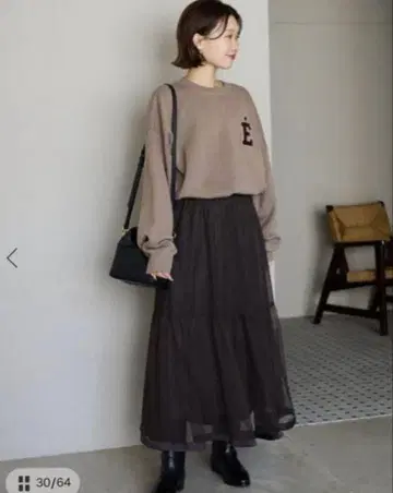 슬로브 이에나 브라운 로고 니트 스웨터 프리 사이즈