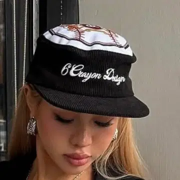 6CRAYON Flat Top Corduroy Patchwork Cap