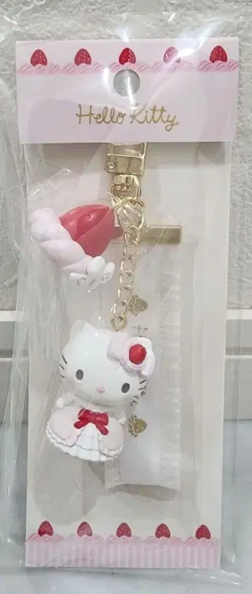 키티 딸기 휘핑 케이크 키링 산리오