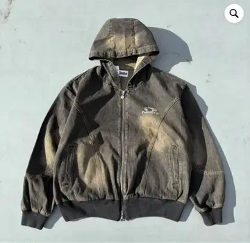 9090s Yoke Denim Zip Hoodie Black Beige