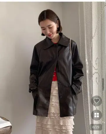 nugu 컬러 가죽 자켓 브라운