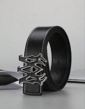 새상품 가죽 벨트 블랙 실버 로고 120cm