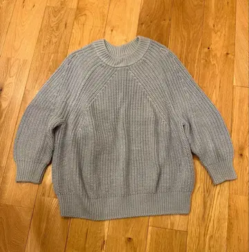 BATONER 코튼 5 게이지 아제 편직 니트 7부 소매