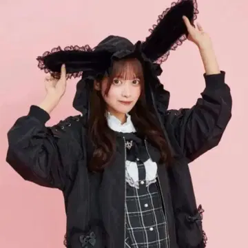 택 포함 새상품 시크릿허니 토끼 귀 충전솜 자켓 블루종