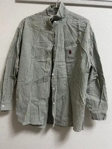 구제 의류 스트라이프 긴팔 셔츠 폴로 자수 포함