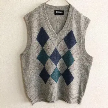 USA 제조 80년대 얀센 아가일 니트 베스트 L