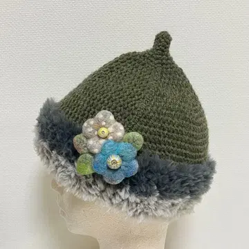 양모 꽃이 피는 뾰족 모자 (그린)
