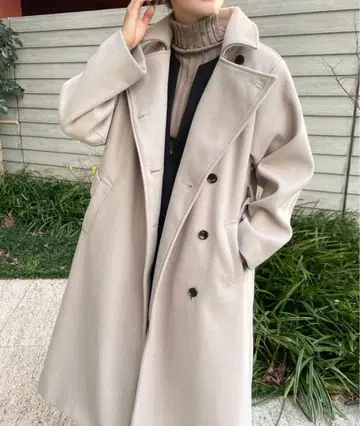 fifth 그레이쉬 베이지 스탠드 카라 롱 코트