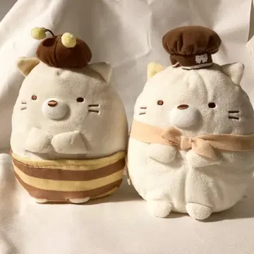 스미코구라시 고양이 BIG 봉제 인형 2체 세트 파티시에와 꿀벌