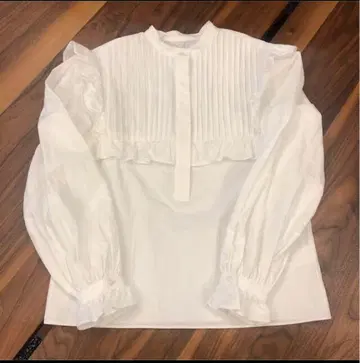 U by SPICK&SPAN 핀턱 프릴 블라우스 긴팔 화이트