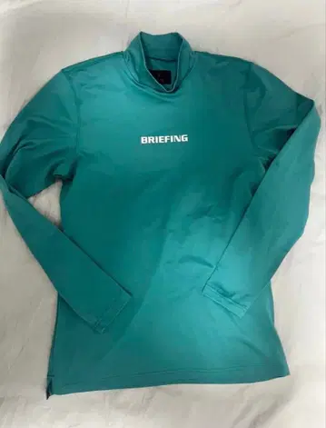 BRIEFING 터콰이즈 긴팔 모크넥 셔츠