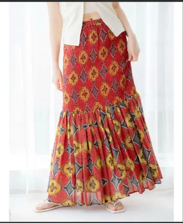ungird 스모킹 바틱 패턴 롱 스커트