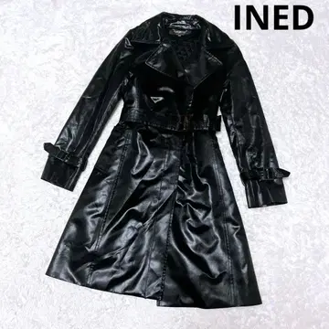 이네드 INED 코트 인조 가죽 라이너 포함 벨트 포함 블랙