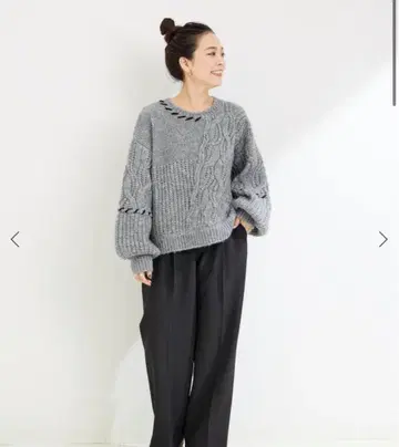 Simplicite 스티치워크 패치워크 니트 그레이