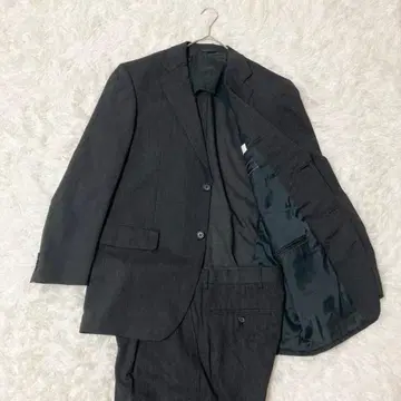 새상품급 더반 수트 셋업 울 블랙 스트라이프 세레모니 90s