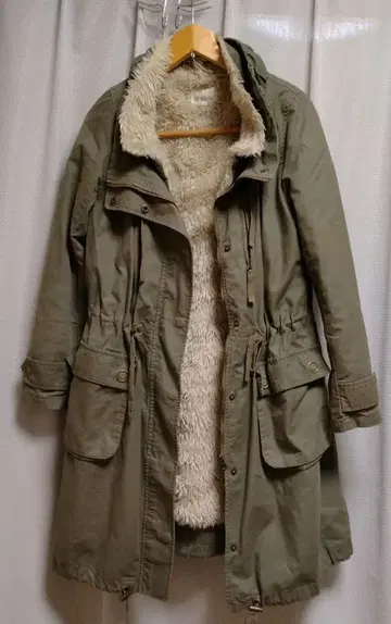 TK MIXPICE 롱 모즈 코트 카키