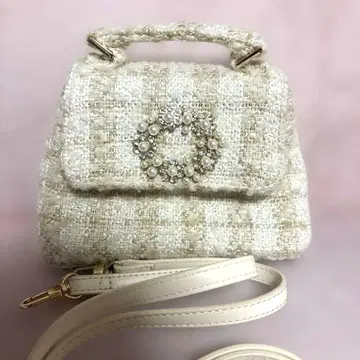 SNIDEL 스나이델 트위드 비쥬 숄더백 새상품급 화이트 베이지