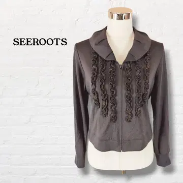 SEEROOTS 집업 티셔츠 프릴 라메 믹스 [ 38 ] 브라운