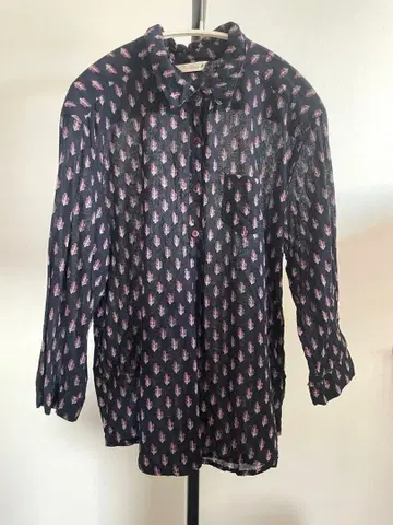 담아가는 묶음 판매 대상 네이비 꽃무늬 쉬폰 셔츠 7부 소매