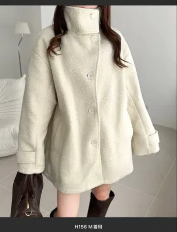 울라이크 스탠드 2WAY 칼라 링 미들 기장 오버 사이즈 코트