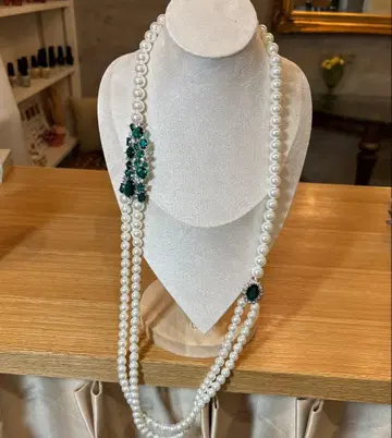 프리미엄 펄 에메랄드 cz 디자인 롱 86cm