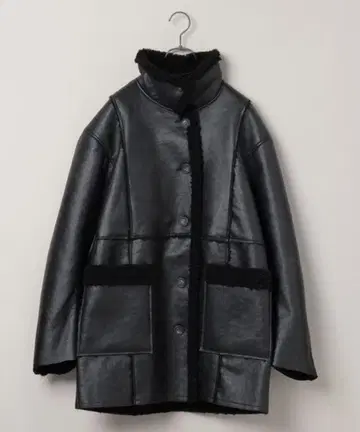 JEANASIS 비건 가죽 보아 코쿤 코트