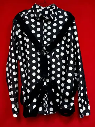 펑크 록 화이트 블랙 도트 무늬 파라슈트 셔츠