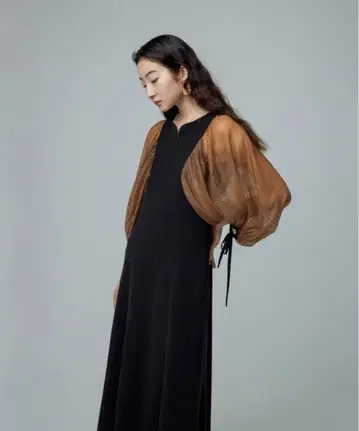 ADAM ET ROPE' FEMME [포멀] 시어 슬리브 콤비 드레스