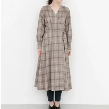 컨디션 최상 어반 리서치 KBF+ 체크 무늬 카슈쿨 원피스 플레어