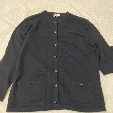 [ 새상품급 ] 실크 캐시미어 100% 골드 버튼 크루넥 가디건