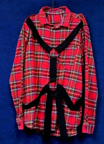 UK 펑크 록 타탄 체크 파라슈트 셔츠