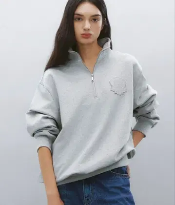 [메트로시티] 면 100% 하프 집업 스웨트 셔츠