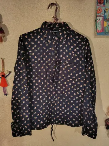 45R 네이비 꽃무늬 버튼업 셔츠