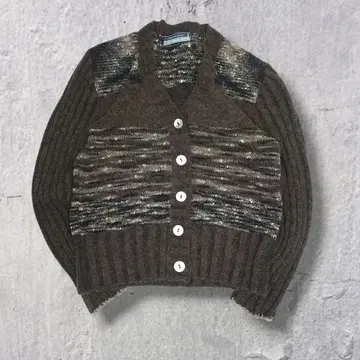 90s vintage 이탈리아제 메리노울 니트 가디건 디자인 편직