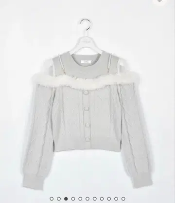 evelyn 퍼 오프숄더 샤기 니트 아이스 그레이