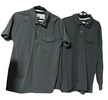 피케 셔츠 반팔 긴팔 2장 세트 그레이 L 면 100%