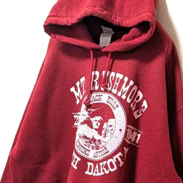 길단 마운트 러시모어 로고 후드 맨투맨 레드 빨간색 L 구제 의류