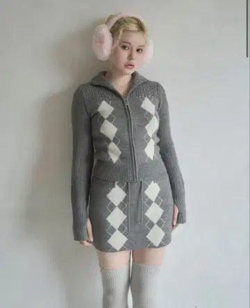 andmary Argyle knit set up