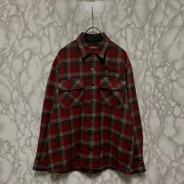 HIDE AND SEEK 플란넬 셔츠 체크 무늬 자수