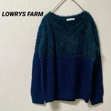 로리즈팜 바이컬러 긴팔 니트 스웨터 그린 네이비