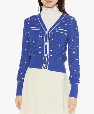 하트 무늬 니트 가디건