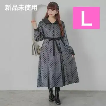 아오키 미사코 플로키 도트 무늬 원피스 L 미사용 새상품