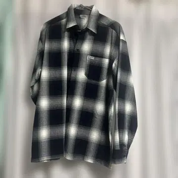 CalTop 플란넬 셔츠 긴팔 네이비 화이트 체크