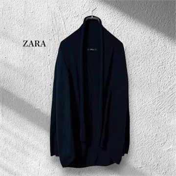 자라 [ EUR S ] 니트 가디건 겉옷 네이비 긴팔 무지 심플