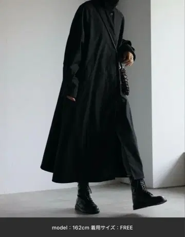 ap 레트로 스텐 칼라 스탠드 롱 코트 블랙