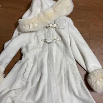 LIZLISA 리본 벨트 후드 코트 화이트