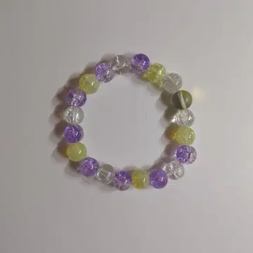 보라색과 옐로우 컬러 비즈 팔찌