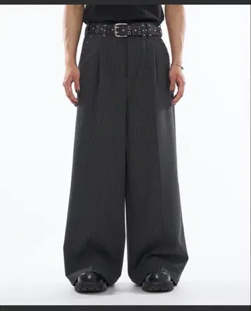 ANDER HUNK 스터드 디자인 배기 슬랙스 그레이 x 화이트 M